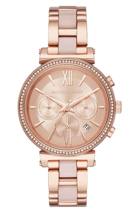 michael kors sofie pavé rose gold tone and acetate watch